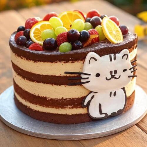 Minimalist Naked Bento Cake with Fresh Fruits