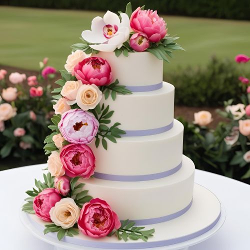 10 Stunning Anniversary Cake Design Ideas to Wow Your Partner! 3 Floral Fantasy Anniversary Cake Design