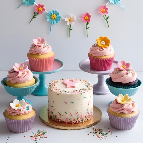 10 Adorable & Unique Birthday Cake for Baby Girl – Perfect for Her 1st Birthday! 8 Smash Cake with Matching Cupcakes