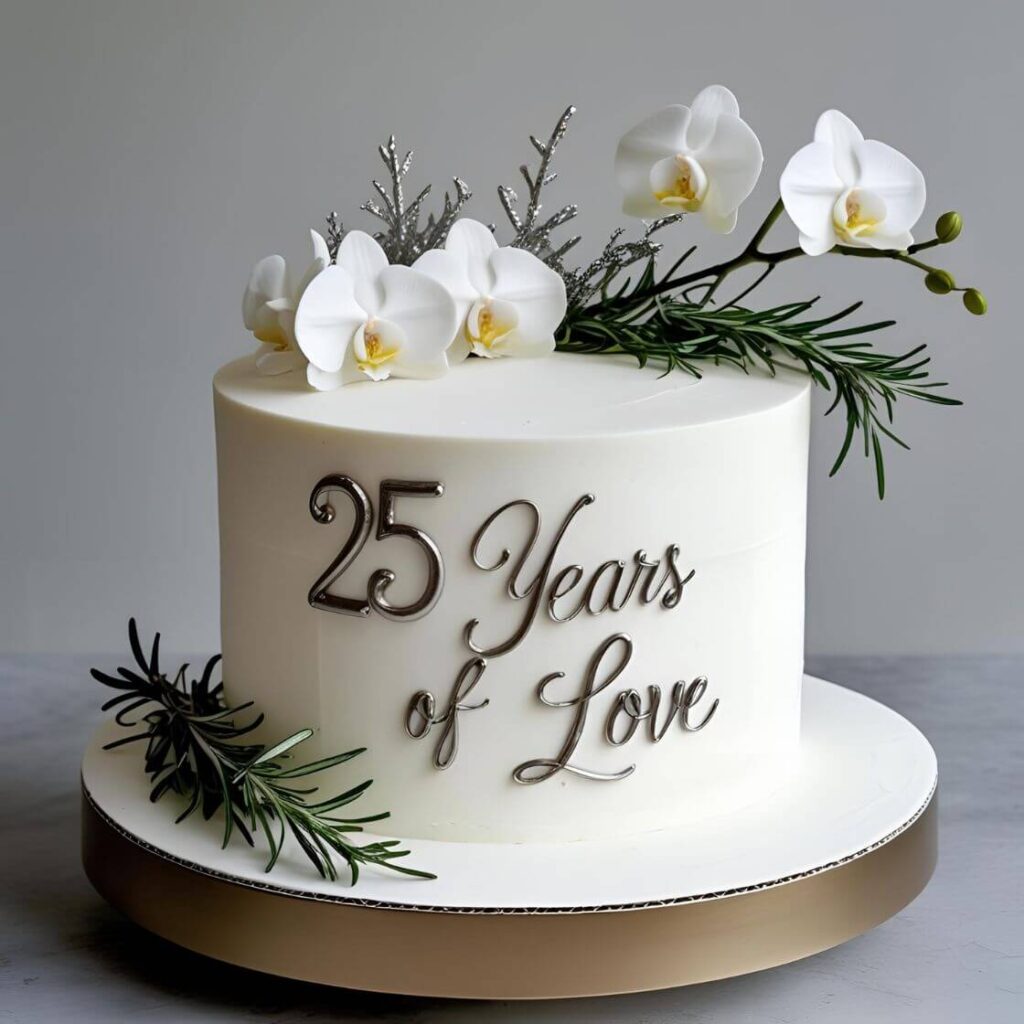 10 Best 25th Anniversary Cake Designs to Celebrate Love & Milestones 9 25 Years of Love Script Cake