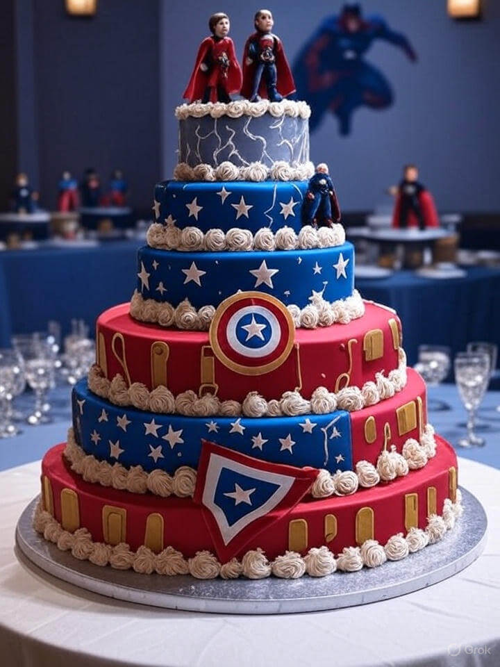 10 Popular Avengers Cake Designs for Superhero Fans 3 Avengers Tiered Cake