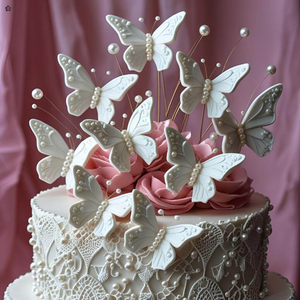 10 Stunning Butterfly Cake Toppers Designs to Elevate Your Desserts 7 Butterfly & Pearl Accents