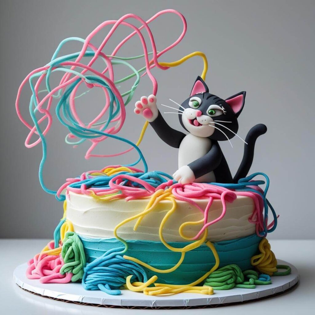 Cat & Yarn Cake