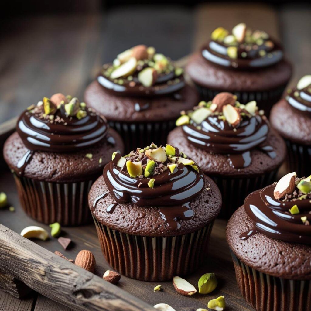 Chocolate Drizzle & Dry Fruit Cupcakes