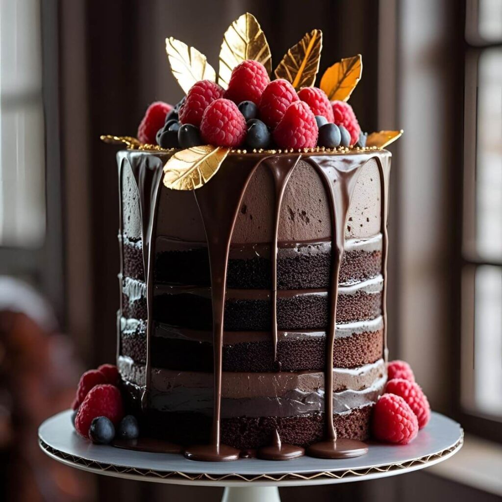 Classic Layered Dark Chocolate Cake
