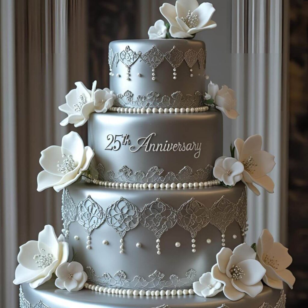10 Best 25th Anniversary Cake Designs to Celebrate Love & Milestones 2 Classic Silver Elegance