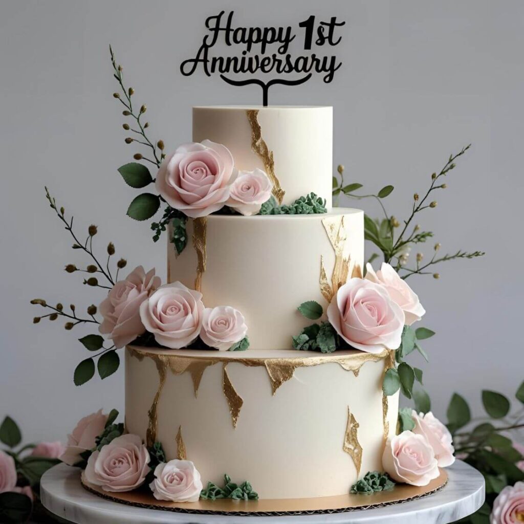 10 Popular 1st Wedding Anniversary Cake Designs to Celebrate Love 2 Classic Tiered Buttercream Cake