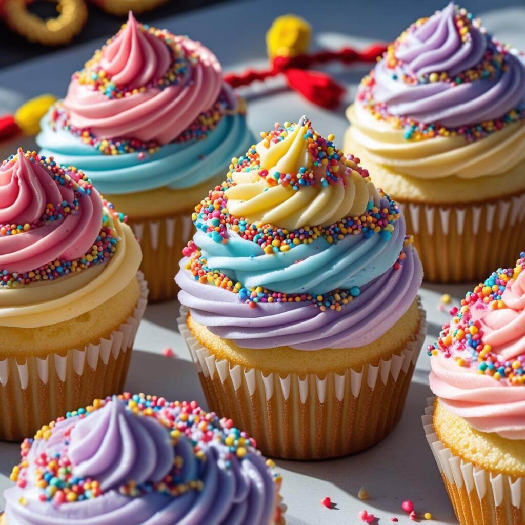 Colorful Sprinkle Burst Cupcakes