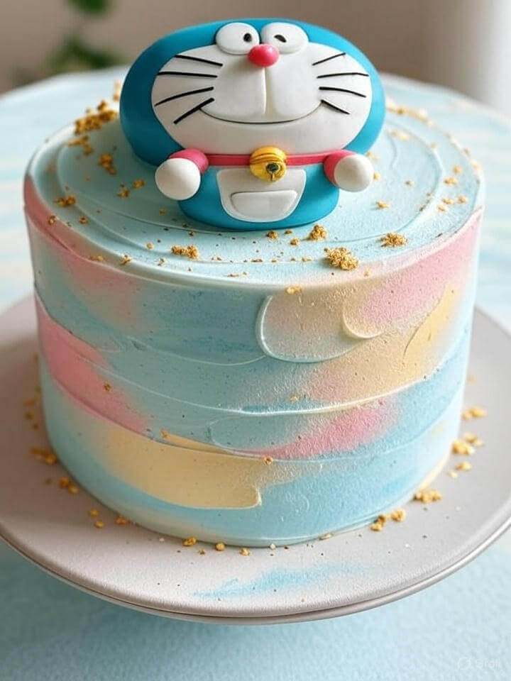 Doraemon Watercolor Art Cake