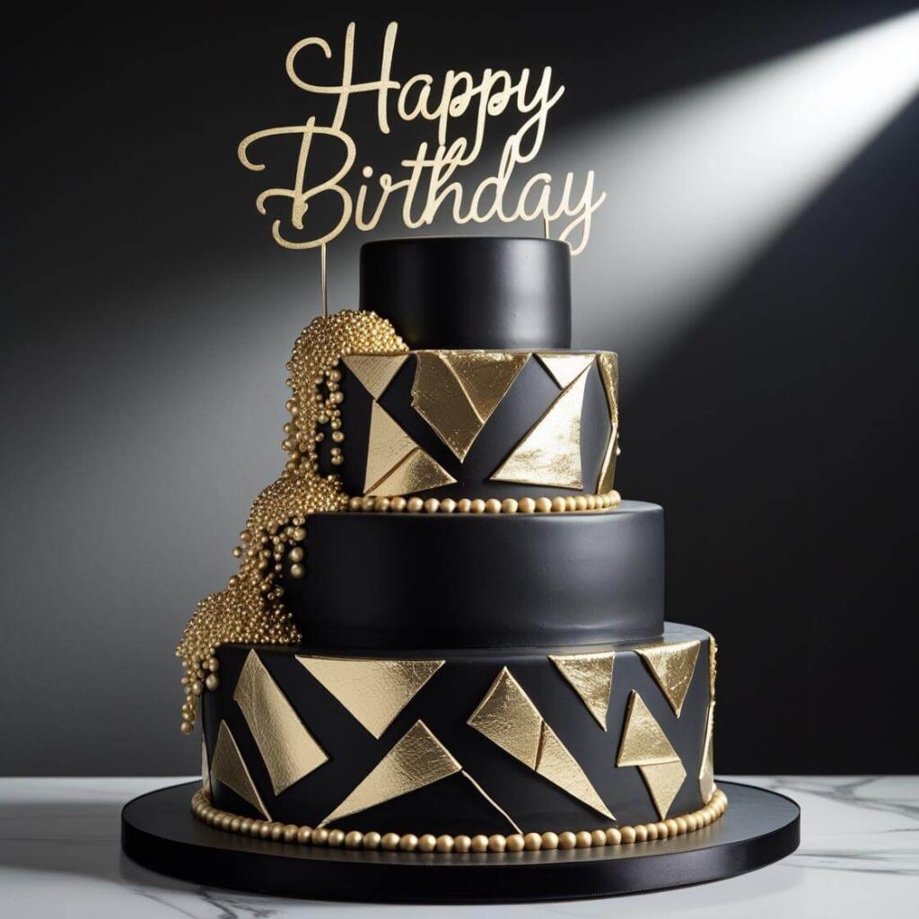 Elegant Black & Gold Cake