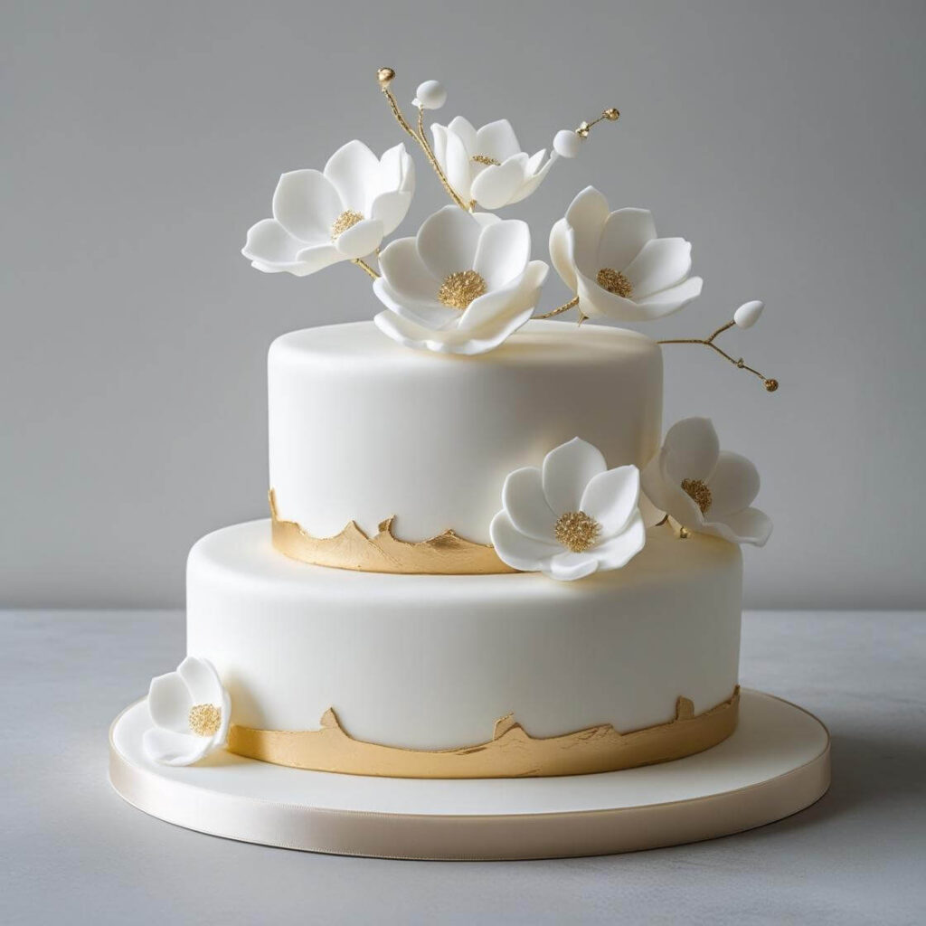10 Adorable Baby Shower Cake Designs to Sweeten Your Celebration 4 Elegant Floral & Gold Accent Cake