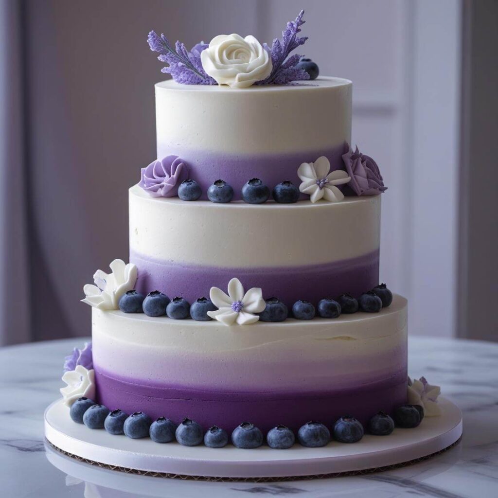 10 Stunning Blueberry Cake Designs to Inspire Your Next Baking Adventure 7 Floral Blueberry Ombré Cake