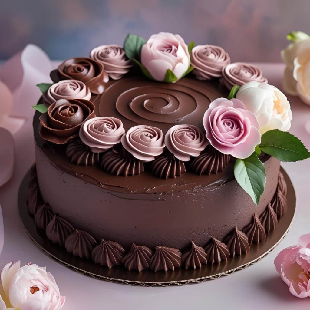 Floral Dark Chocolate Cake