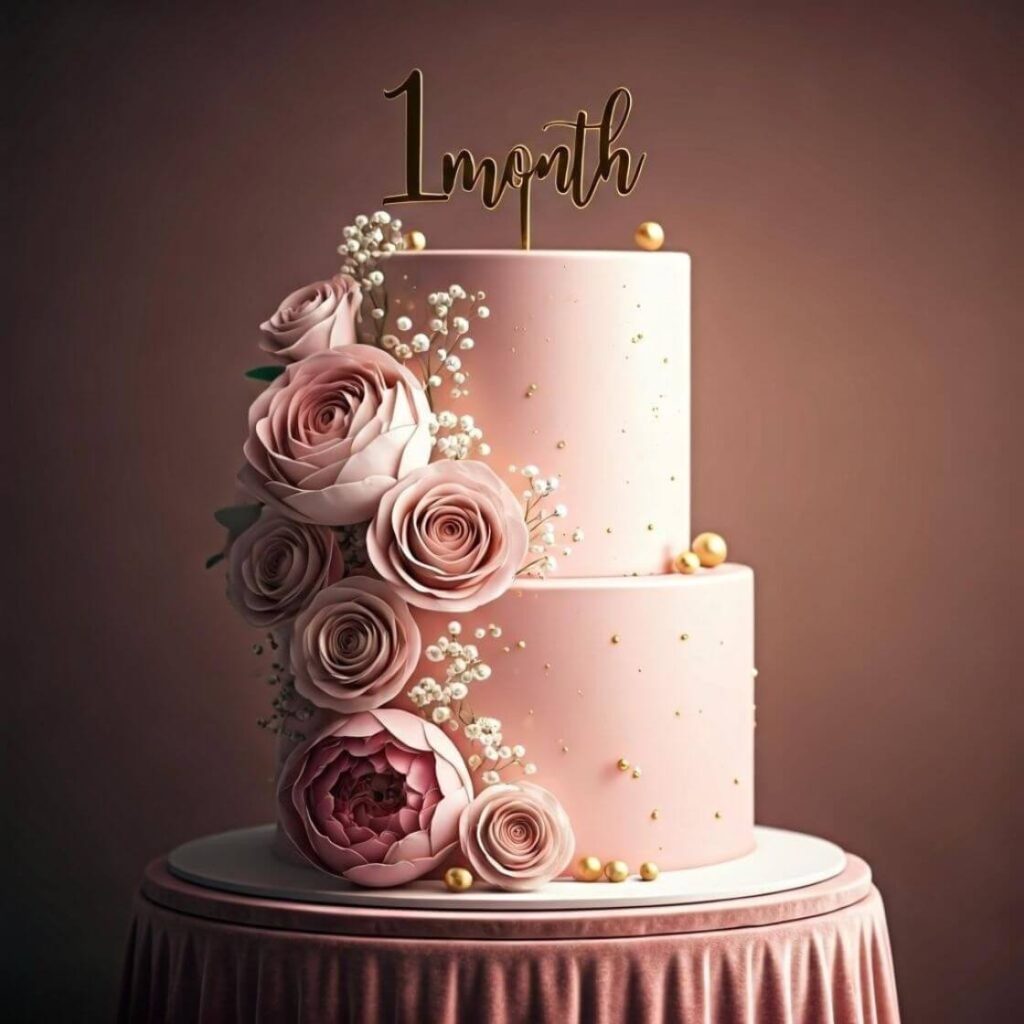 10 Trending 1st-Month Birthday Cake Designs for Your Baby Girl 2 Floral Elegance Cake