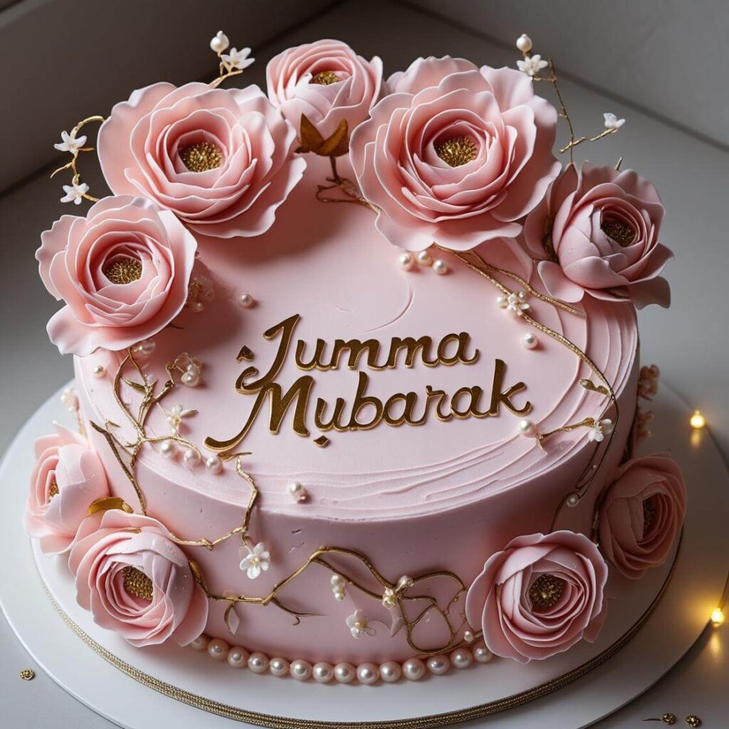 Floral Jumma Mubarak Cake