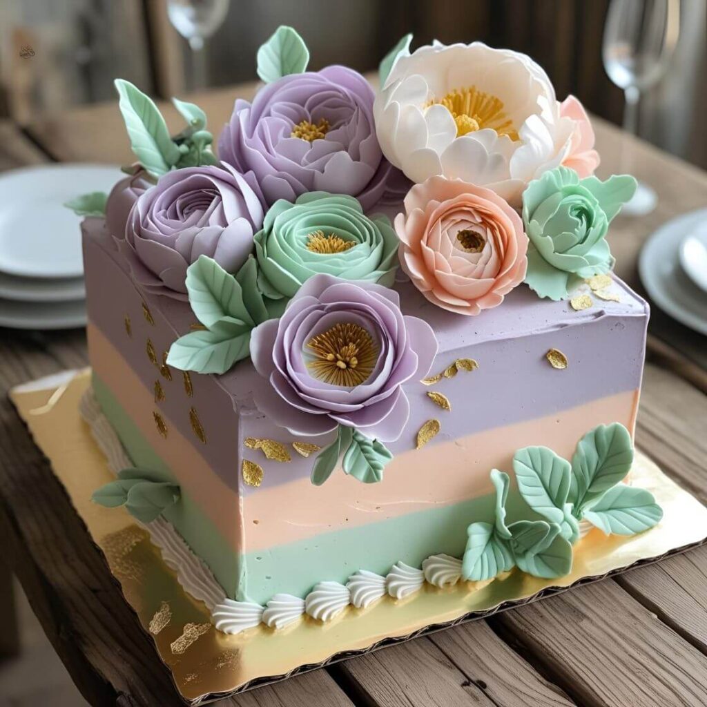 Best 10 Popular Square Cake Design Ideas for Every Occasion 3 Floral Square Cake