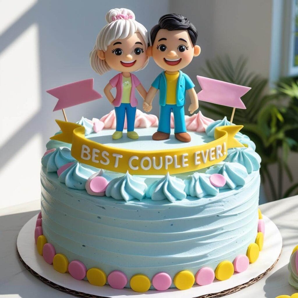 Fun & Playful Cartoon Couple Topper