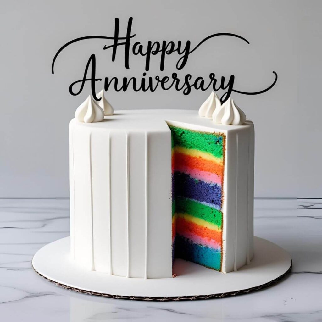 10 Popular 1st Wedding Anniversary Cake Designs to Celebrate Love 9 Funfetti or Rainbow Inside Surprise Cake