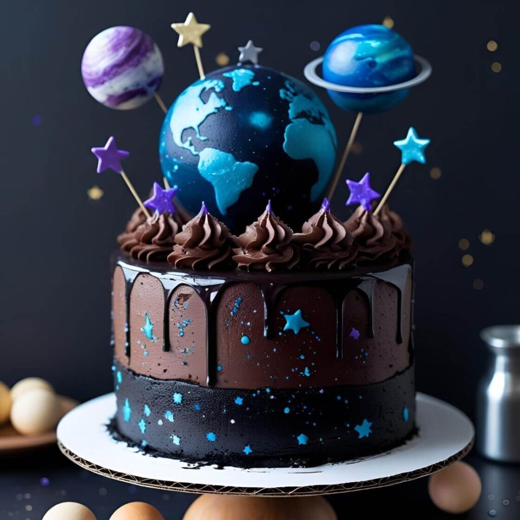 Galaxy-Themed Dark Chocolate Cake