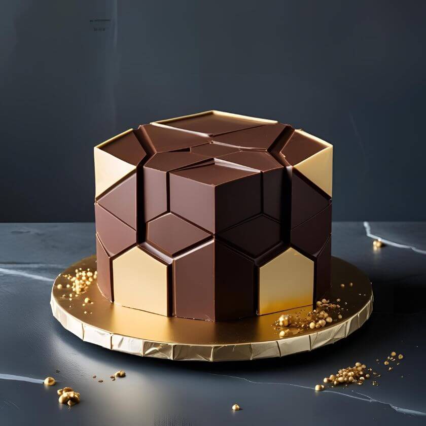 10 Stunning Chocolate Truffle Cake Designs to Satisfy Your Sweet Cravings 8 Geometric Chocolate Truffle Cake