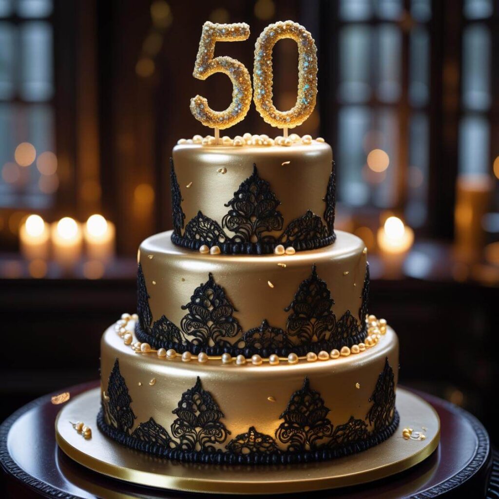 Gold & Glamour Tiered Cake