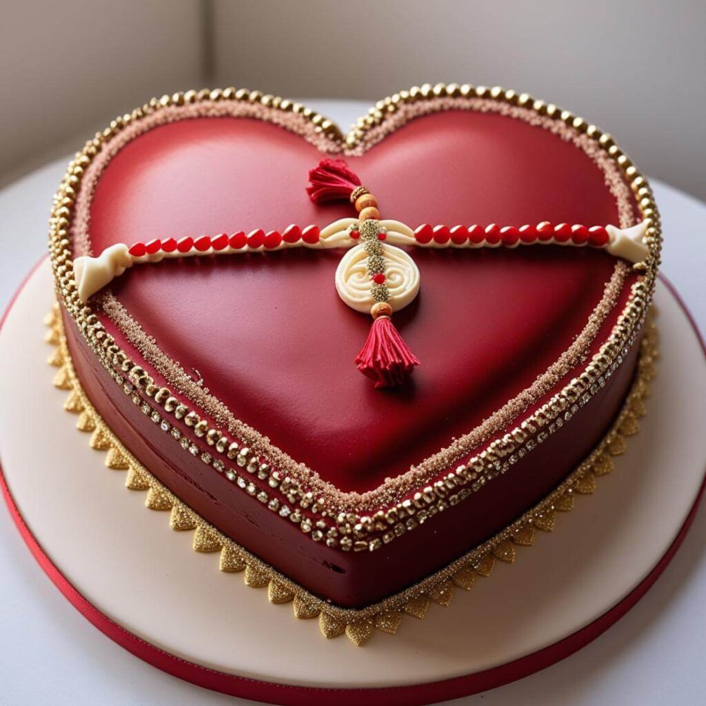 10 Stunning Raksha Bandhan Cake Designs to Celebrate the Bond of Love 6 Heart-Shaped Rakhi Cake