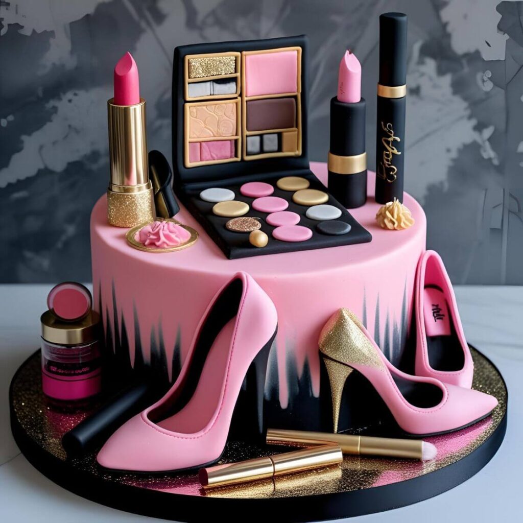 10 Stunning 18th Birthday Cake Designs for Girls 5 Makeup & Glam-Themed Cake