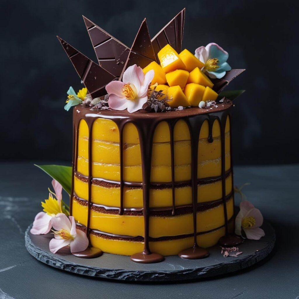 10 Mouthwatering Mango Cake Designs You Need to Try Today! 8 Mango Chocolate Drip Cake