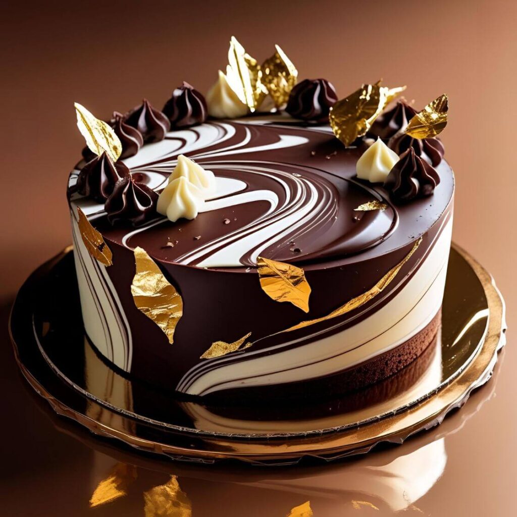 Marbled Chocolate and Gold Cake