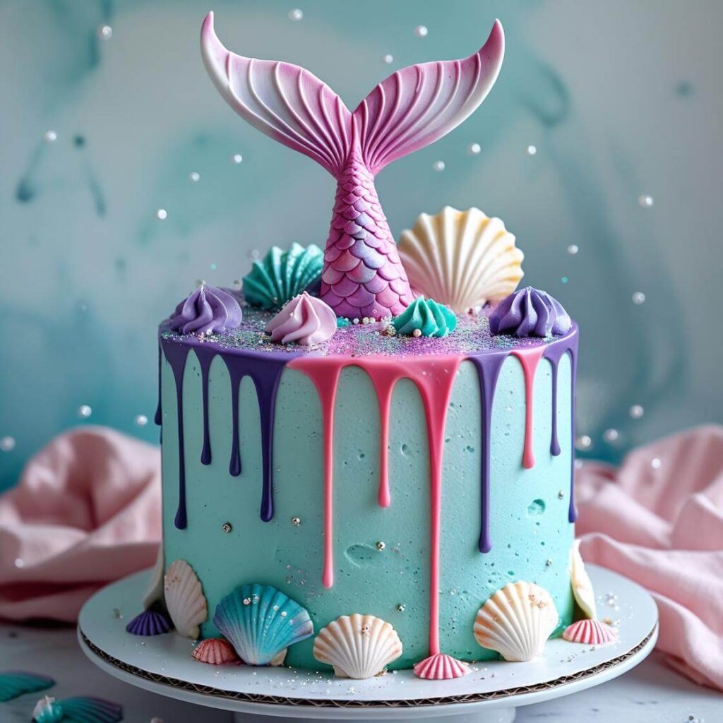 10 Stunning Mermaid Cake Designs for a Magical Celebration 5 Mermaid Drip Cake