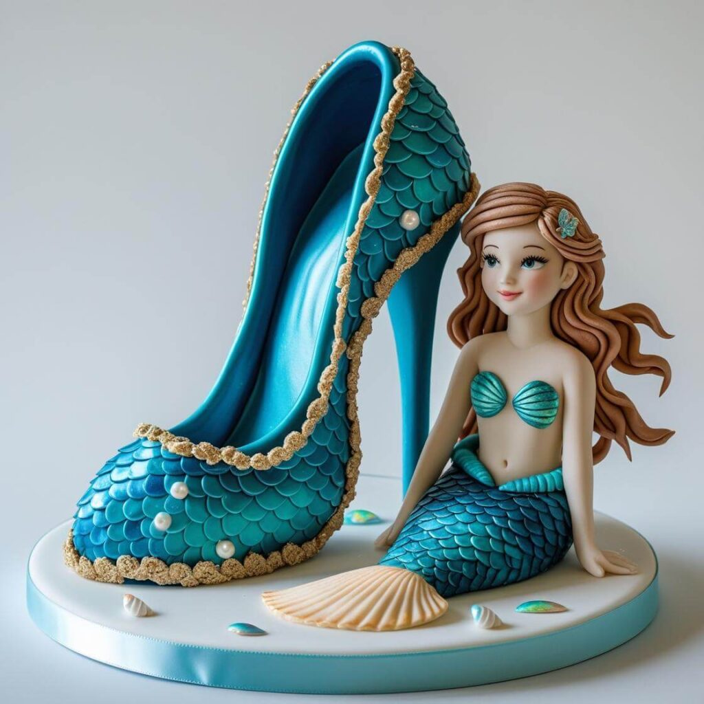 10 Stunning Mermaid Cake Designs for a Magical Celebration 9 Mermaid High-Heel Cake