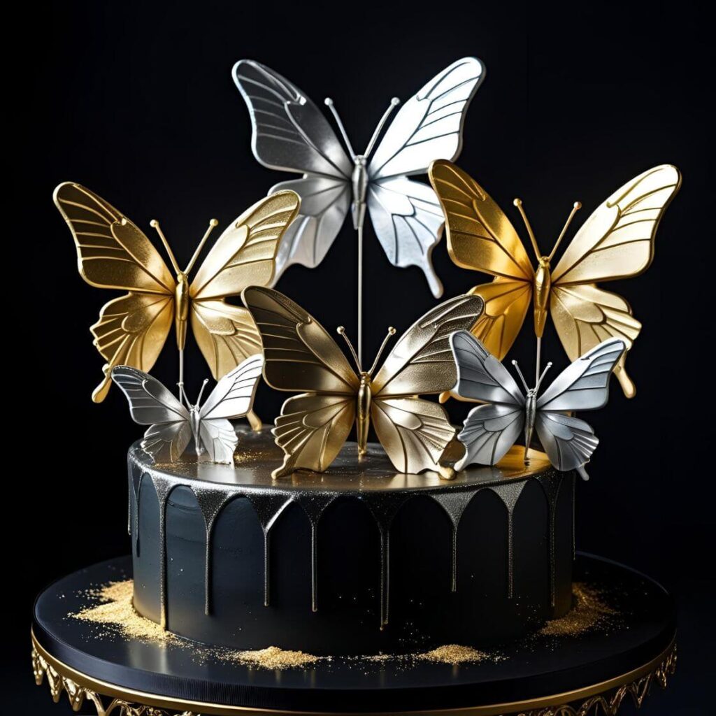 10 Stunning Butterfly Cake Toppers Designs to Elevate Your Desserts 6 Metallic Gold & Silver Butterflies