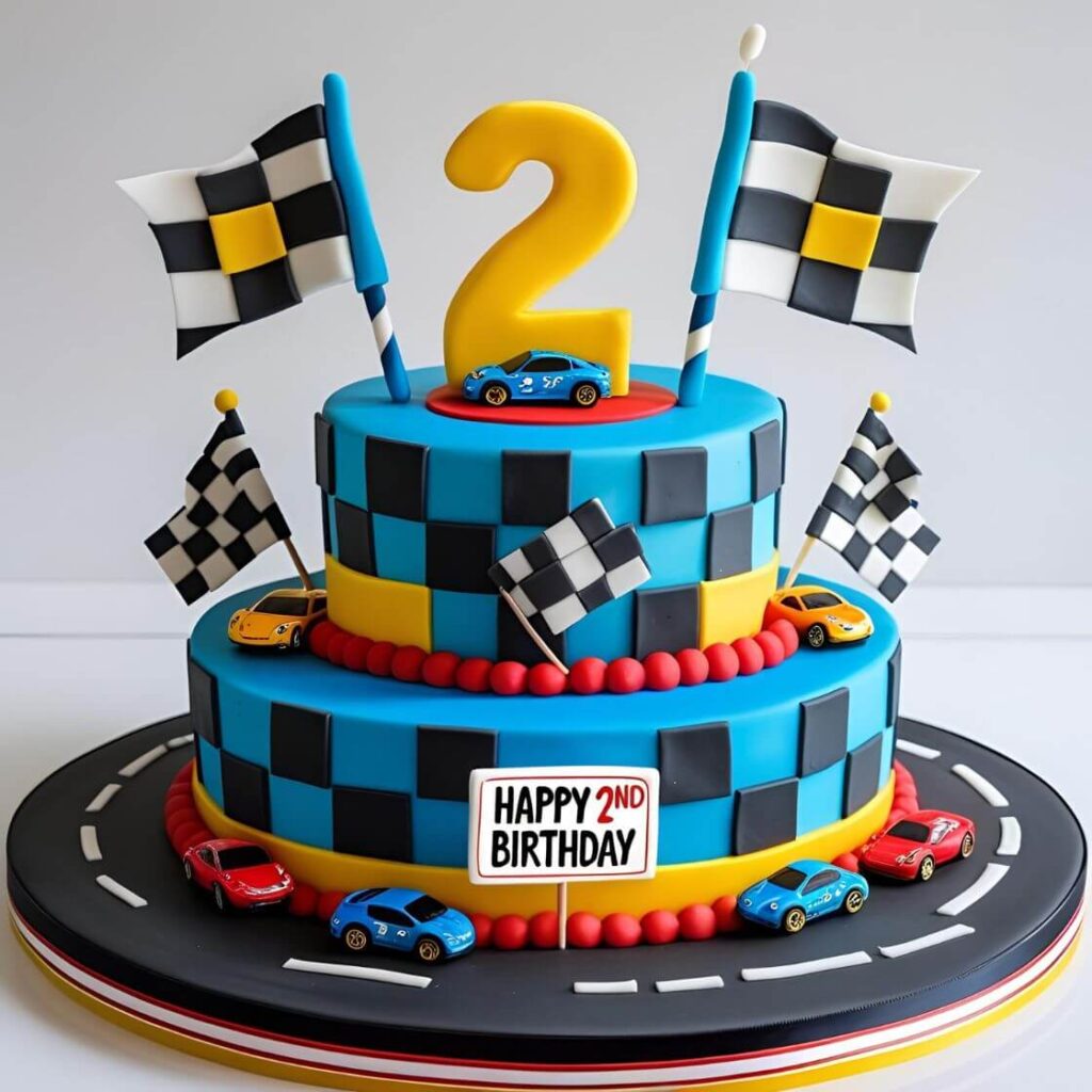 2025’s Hottest 2nd Birthday Cake Designs for Your Little Boy! 2 Mini Car Race Cake