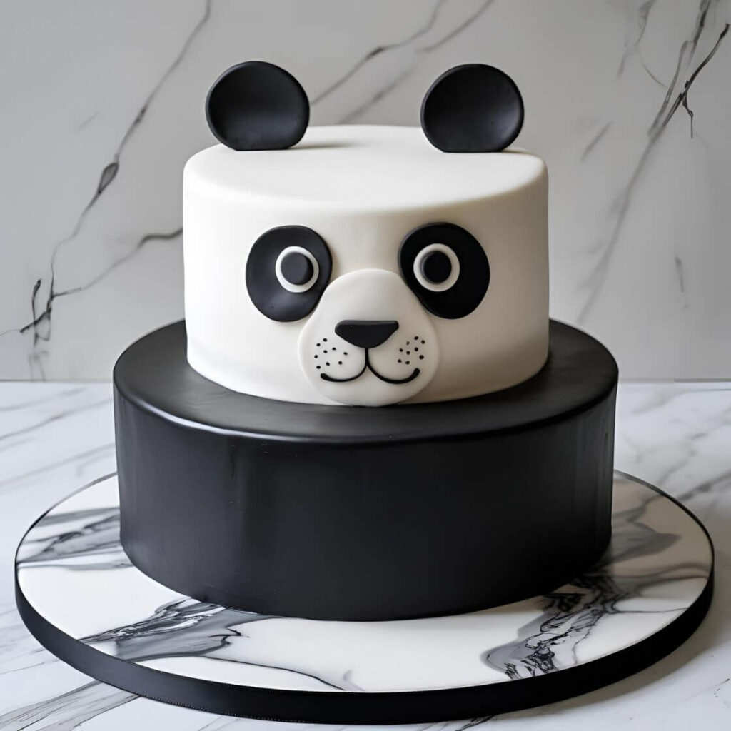 10 Popular Panda Cake Designs which is trending in 2025 5 Minimalist Black & White Panda Cake