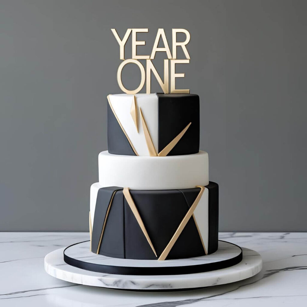 10 Popular 1st Wedding Anniversary Cake Designs to Celebrate Love 10 Minimalist Geometric Cake