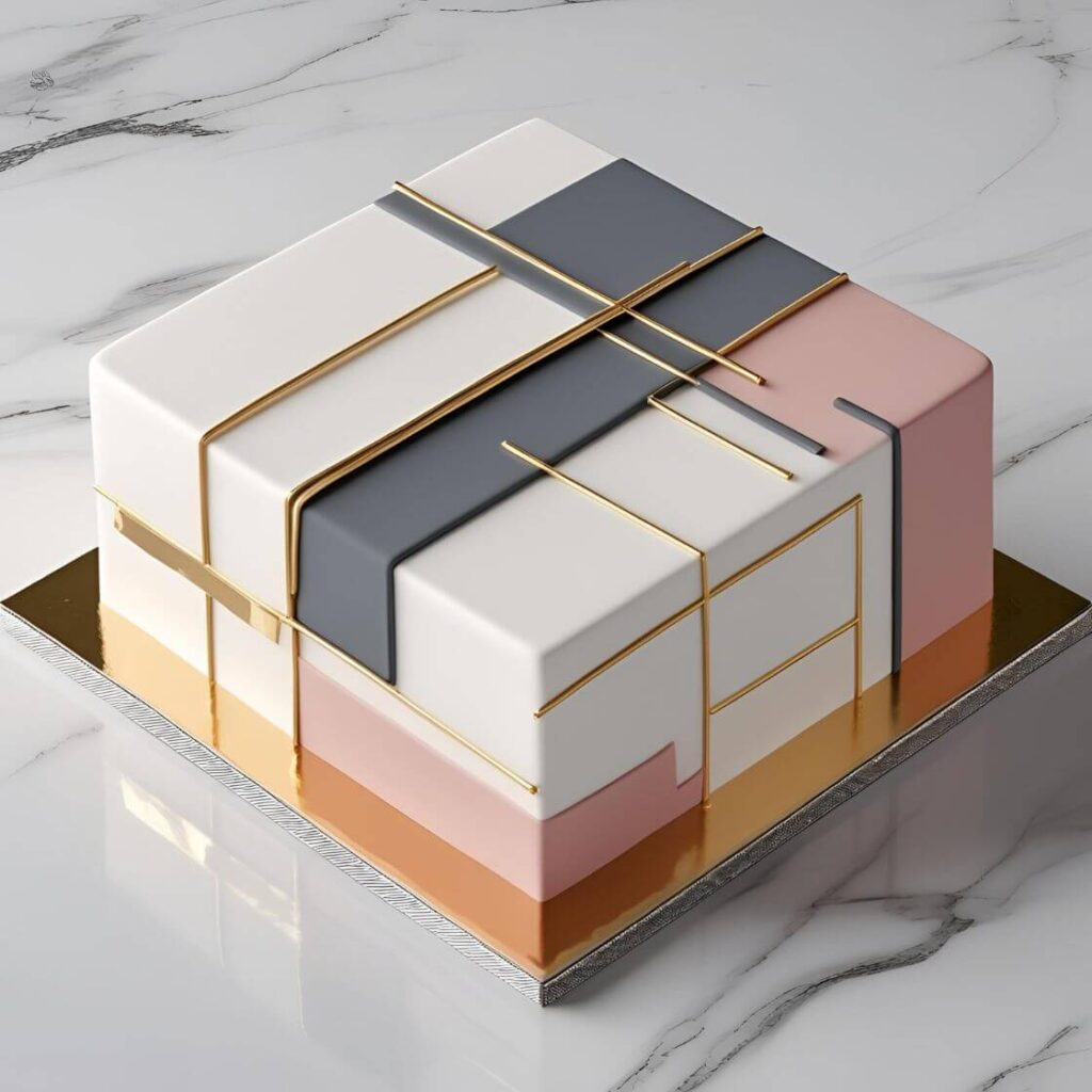 Best 10 Popular Square Cake Design Ideas for Every Occasion 2 Minimalist Geometric Square Cake