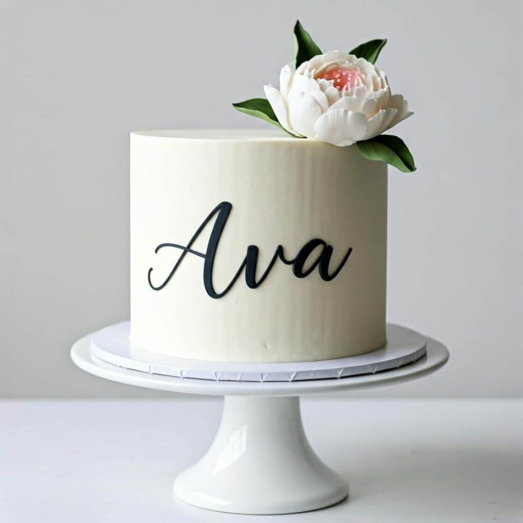 10 Trending 1st-Month Birthday Cake Designs for Your Baby Girl 8 Minimalist Name Cake