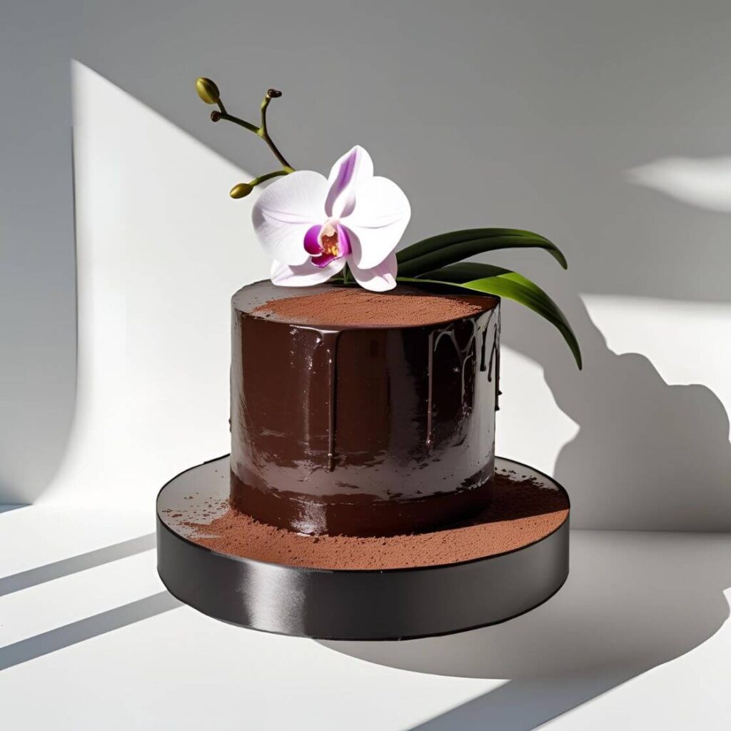 Minimalist Single-Tier Dark Chocolate Cake