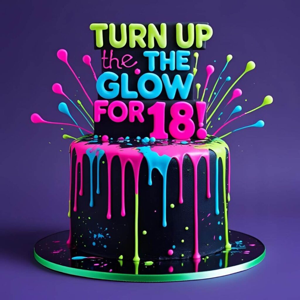 10 Stunning 18th Birthday Cake Designs for Girls 11 Neon & Edible Glow Cake
