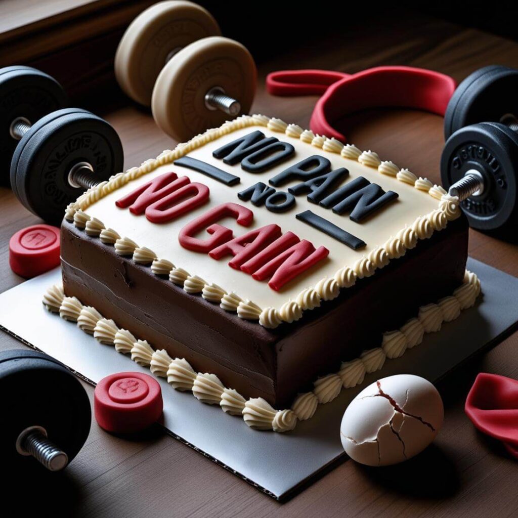 10 Unique Gym Cake Design Ideas for Fitness Enthusiasts 9 No Pain No Gain Themed Cake