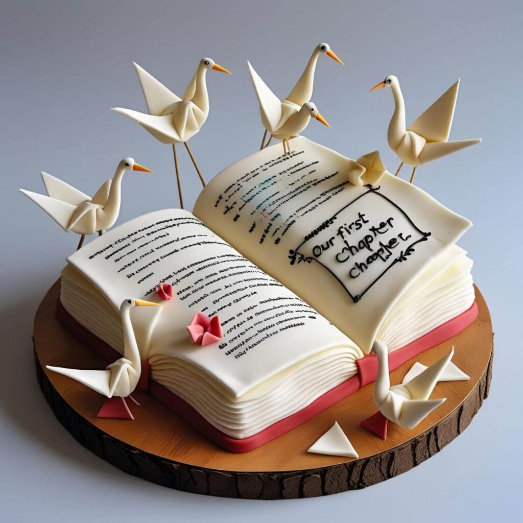 10 Popular 1st Wedding Anniversary Cake Designs to Celebrate Love 4 Paper Themed Cake