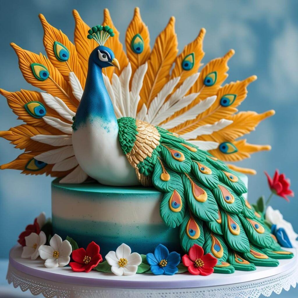 Peacock Themed Cake