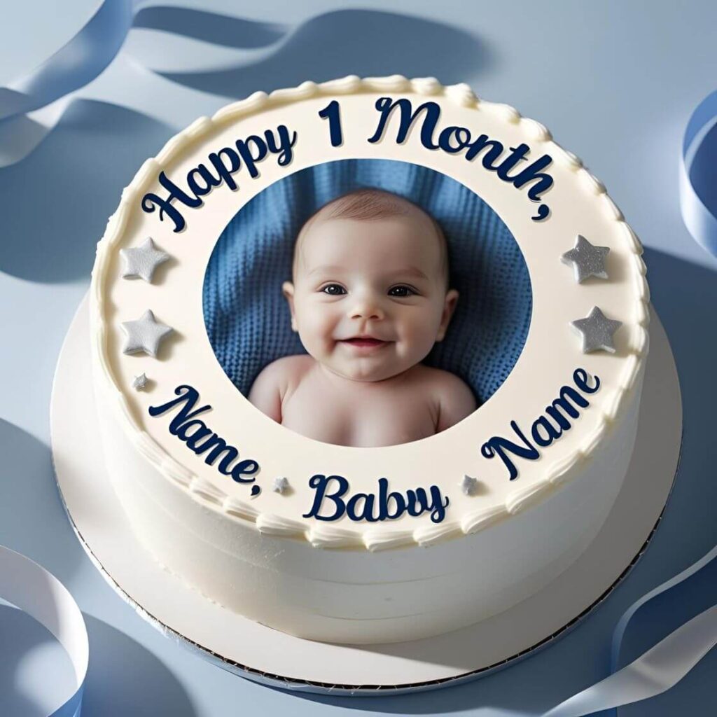 10 Adorable 1st Month Birthday Cake Designs for Baby Boy in 2025 10 Personalized Name & Photo Cake