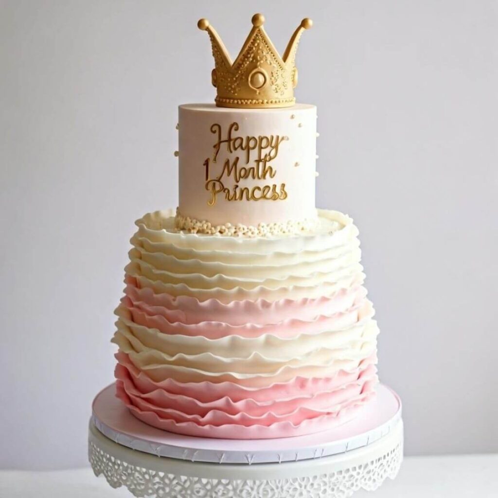 10 Trending 1st-Month Birthday Cake Designs for Your Baby Girl 3 Princess-Themed Cake