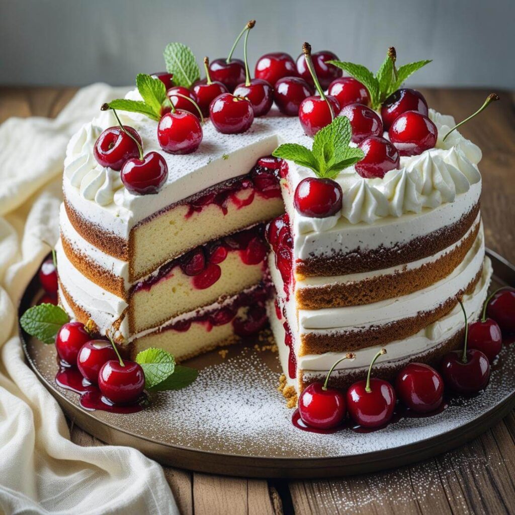 Rustic White Forest Cake