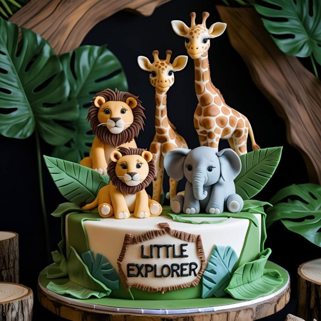 10 Adorable 1st Month Birthday Cake Designs for Baby Boy in 2025 4 Safari Adventure Cake
