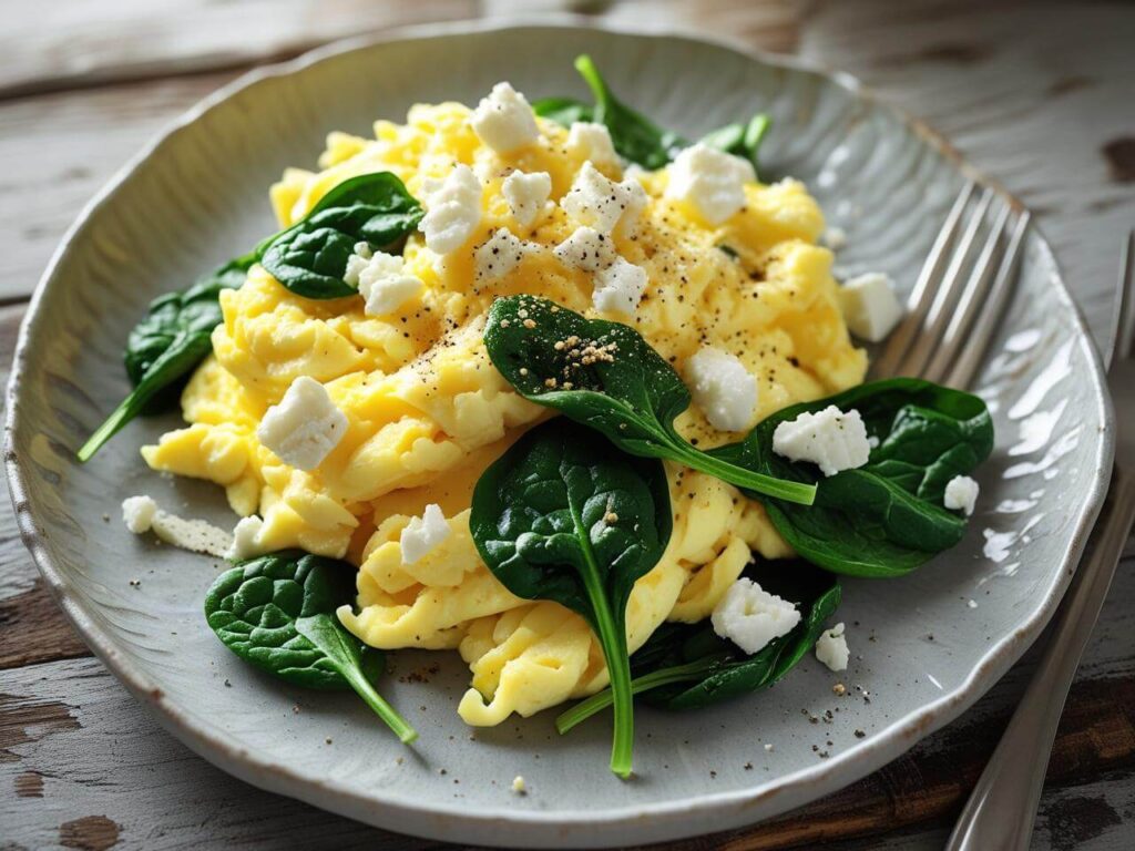 Scrambled Eggs with Spinach & Feta