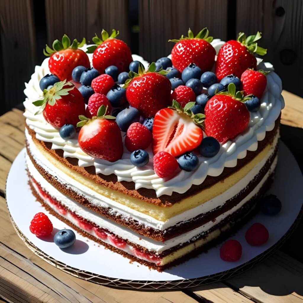 10 Heart-Shaped Cake Designs to Sweeten Your Celebrations 5 Semi Heart Cake with Fresh Berries