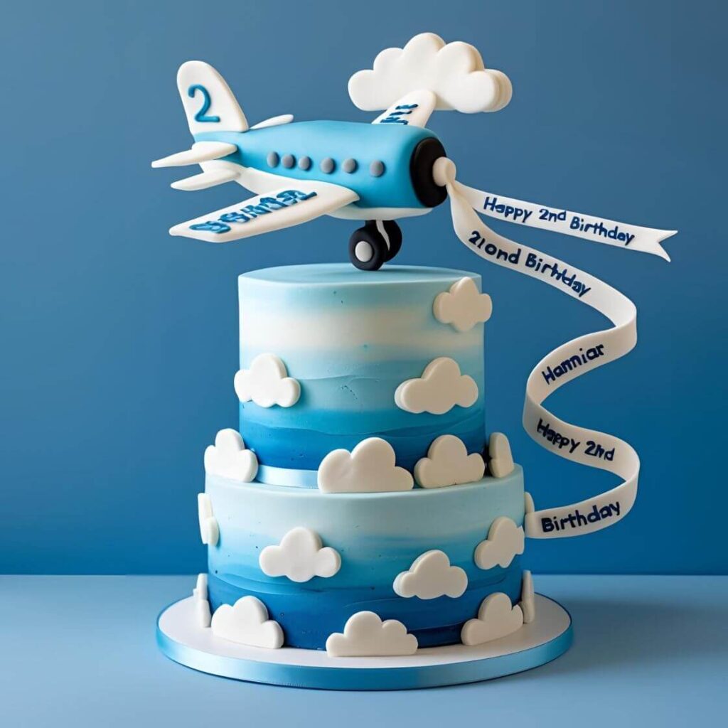 2025’s Hottest 2nd Birthday Cake Designs for Your Little Boy! 4 Sky High Airplane Cake