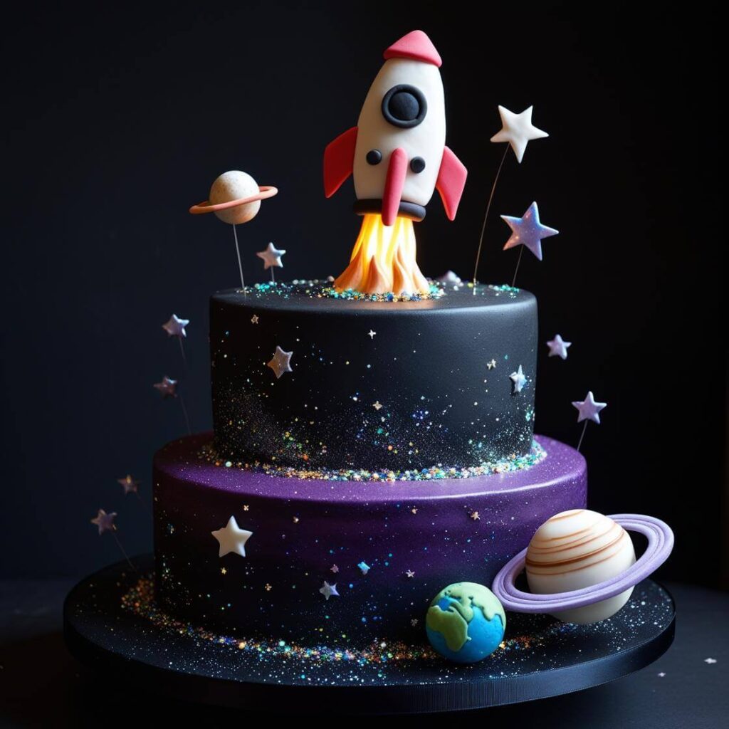 Space Themed Galaxy Cake